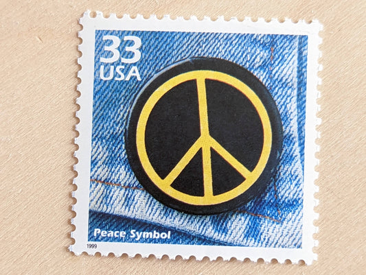 5 Peace Symbol Stamps, 33 Cent, 1998, 1960s Celebrate The Century, Unused Postage Stamps