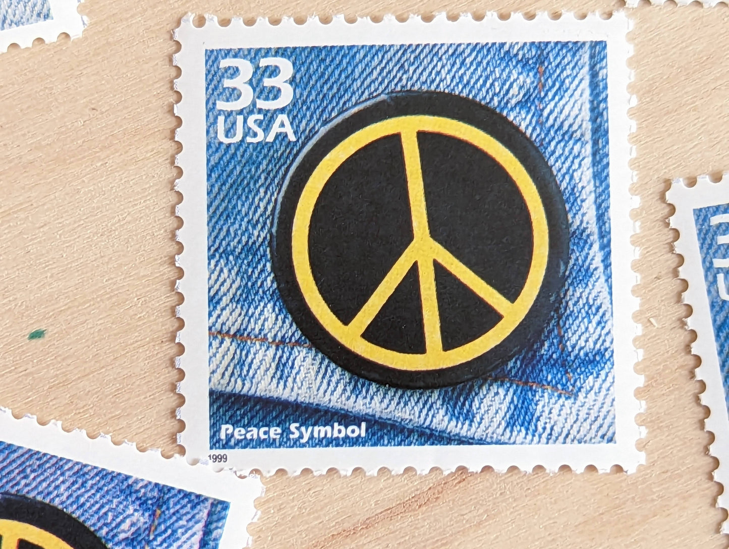 5 Peace Symbol Stamps, 33 Cent, 1998, 1960s Celebrate The Century, Unused Postage Stamps