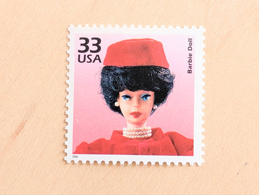 5 Barbie Doll Stamps, 33 Cent, 1998, 1960s Celebrate The Century, Unused Postage Stamps