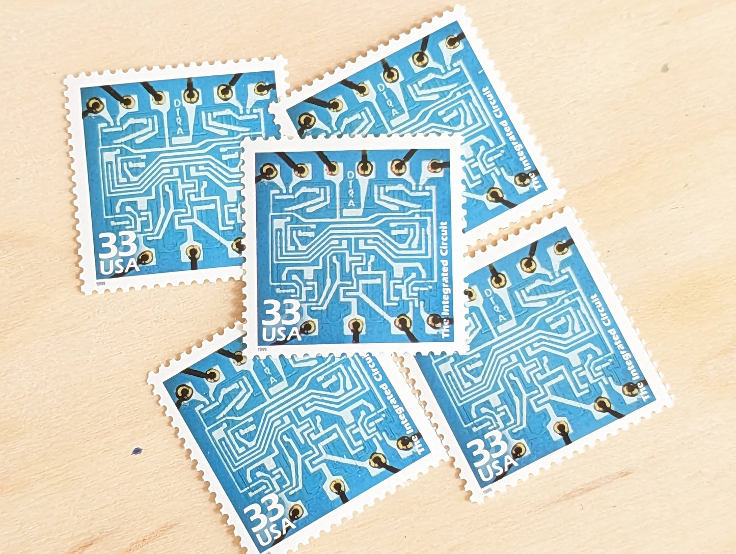 5 Intergrated Circuit Stamps, 33 Cent, 1998, 1960s Celebrate The Century, Unused Postage Stamps