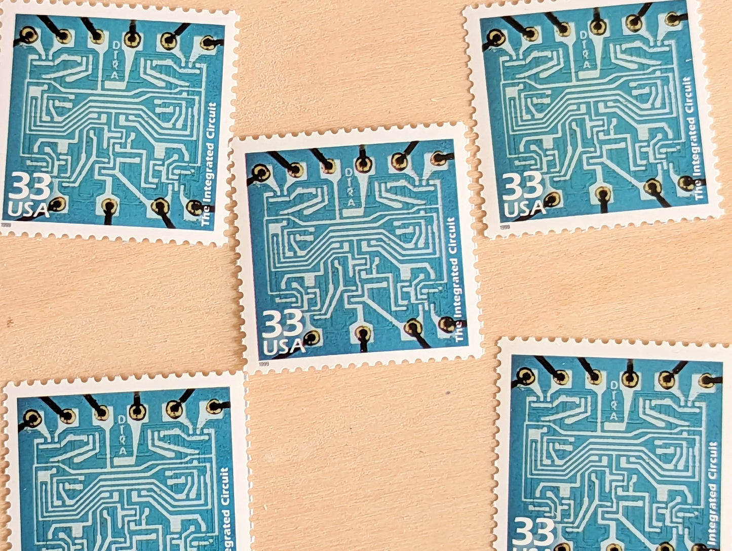 5 Intergrated Circuit Stamps, 33 Cent, 1998, 1960s Celebrate The Century, Unused Postage Stamps