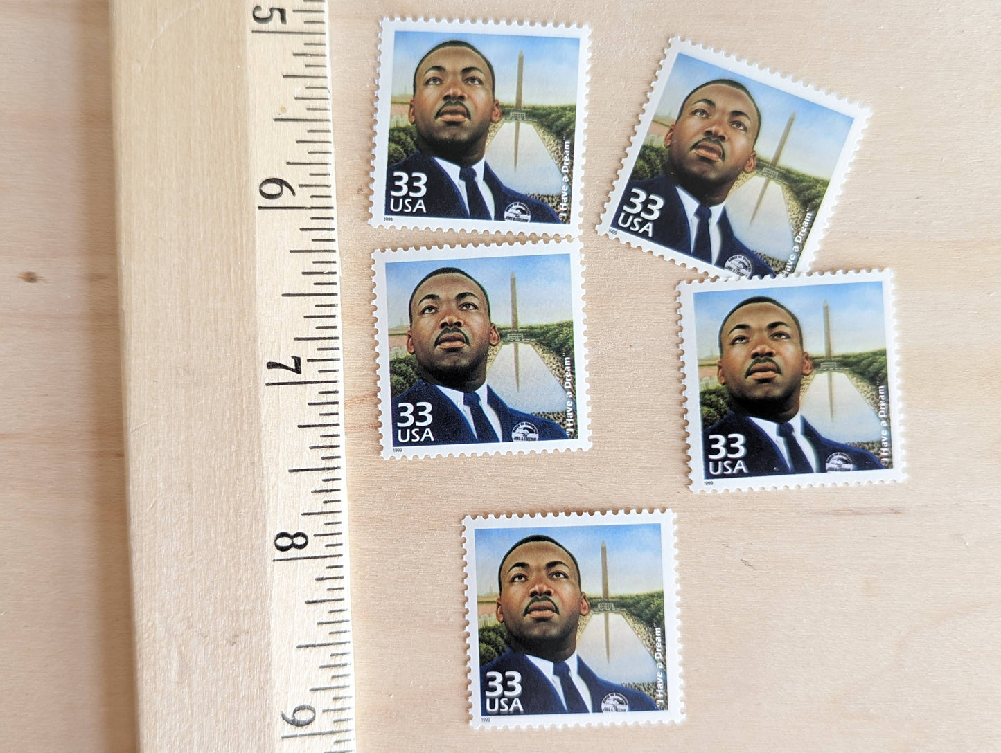 5 Dr. Martin Luther King Jr. Stamps, 33 Cent, 1998, 1960s Celebrate The Century, Unused Postage Stamps