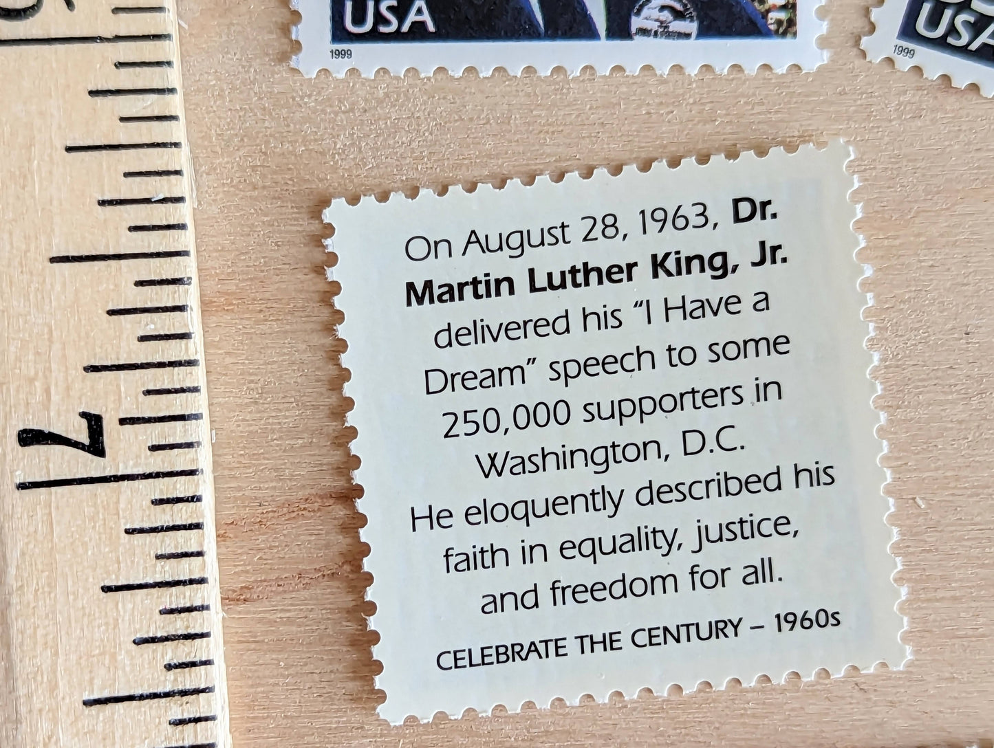 5 Dr. Martin Luther King Jr. Stamps, 33 Cent, 1998, 1960s Celebrate The Century, Unused Postage Stamps