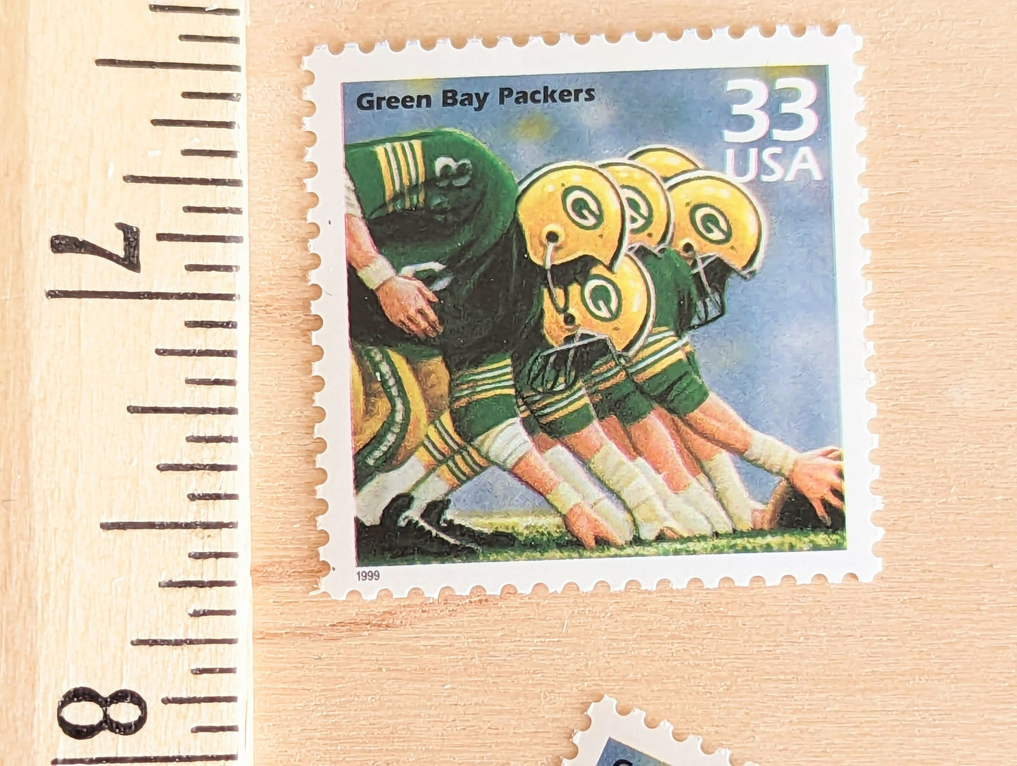 5 Green Bay Packers Stamps, 33 Cent, 1998, 1960s Celebrate The Century, Unused Postage Stamps