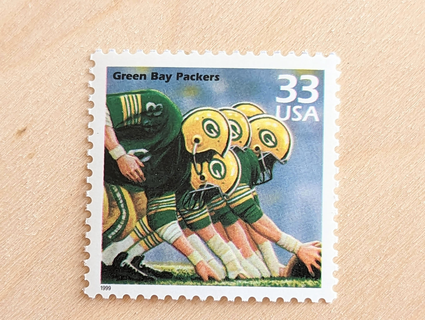 5 Green Bay Packers Stamps, 33 Cent, 1998, 1960s Celebrate The Century, Unused Postage Stamps