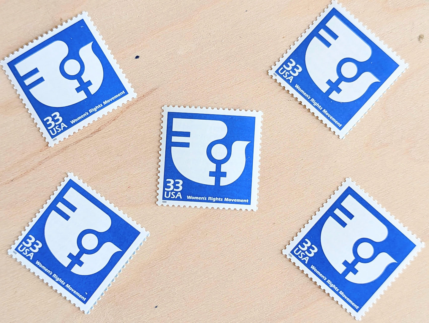 5 Womens Rights Movement Stamps, 33 Cent, 1998, 1970s Celebrate The Century, Unused Postage Stamps