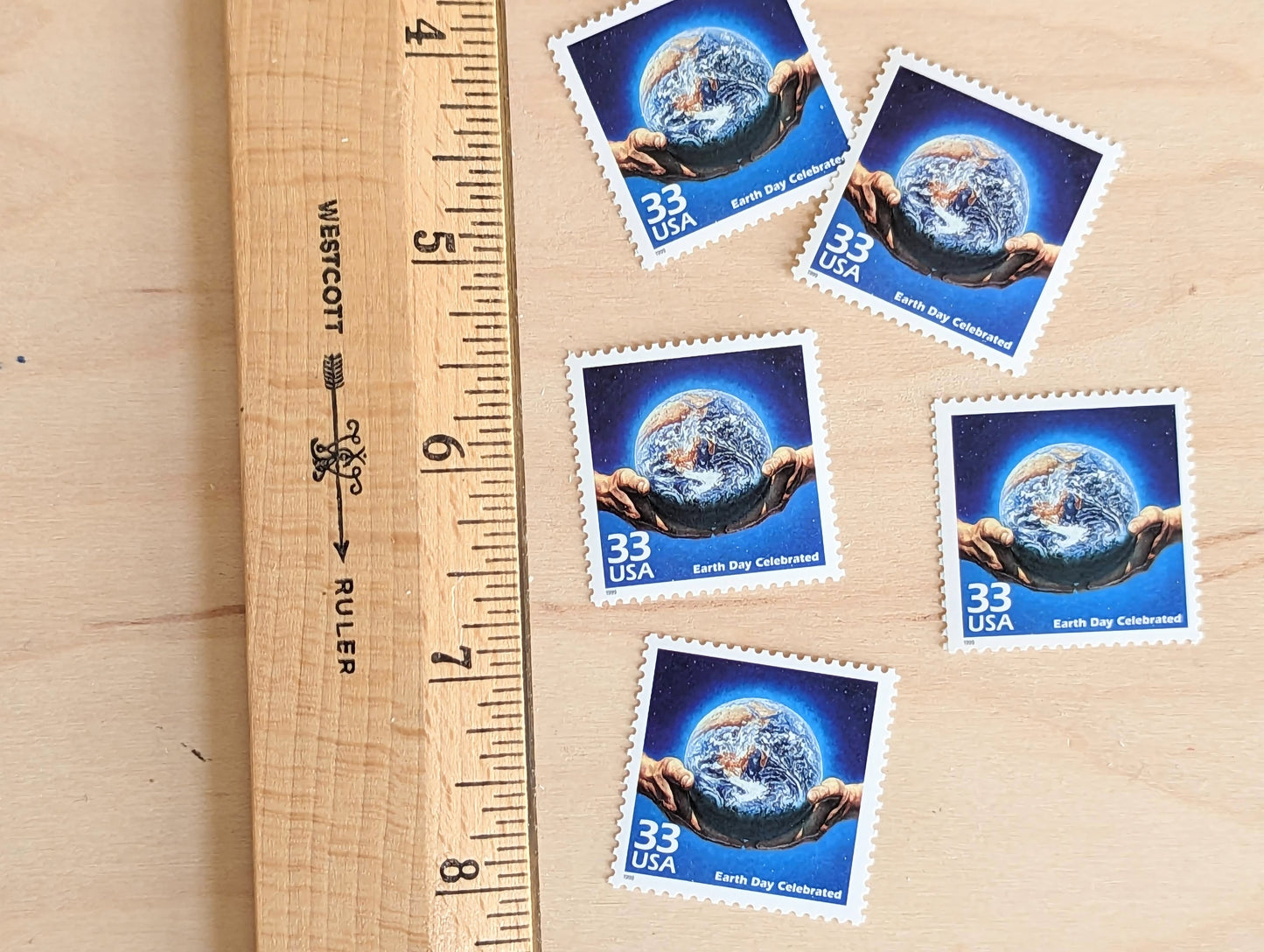 5 Earth Day Stamps, 33 Cent, 1999, 1970s Celebrate The Century, Unused Postage Stamps