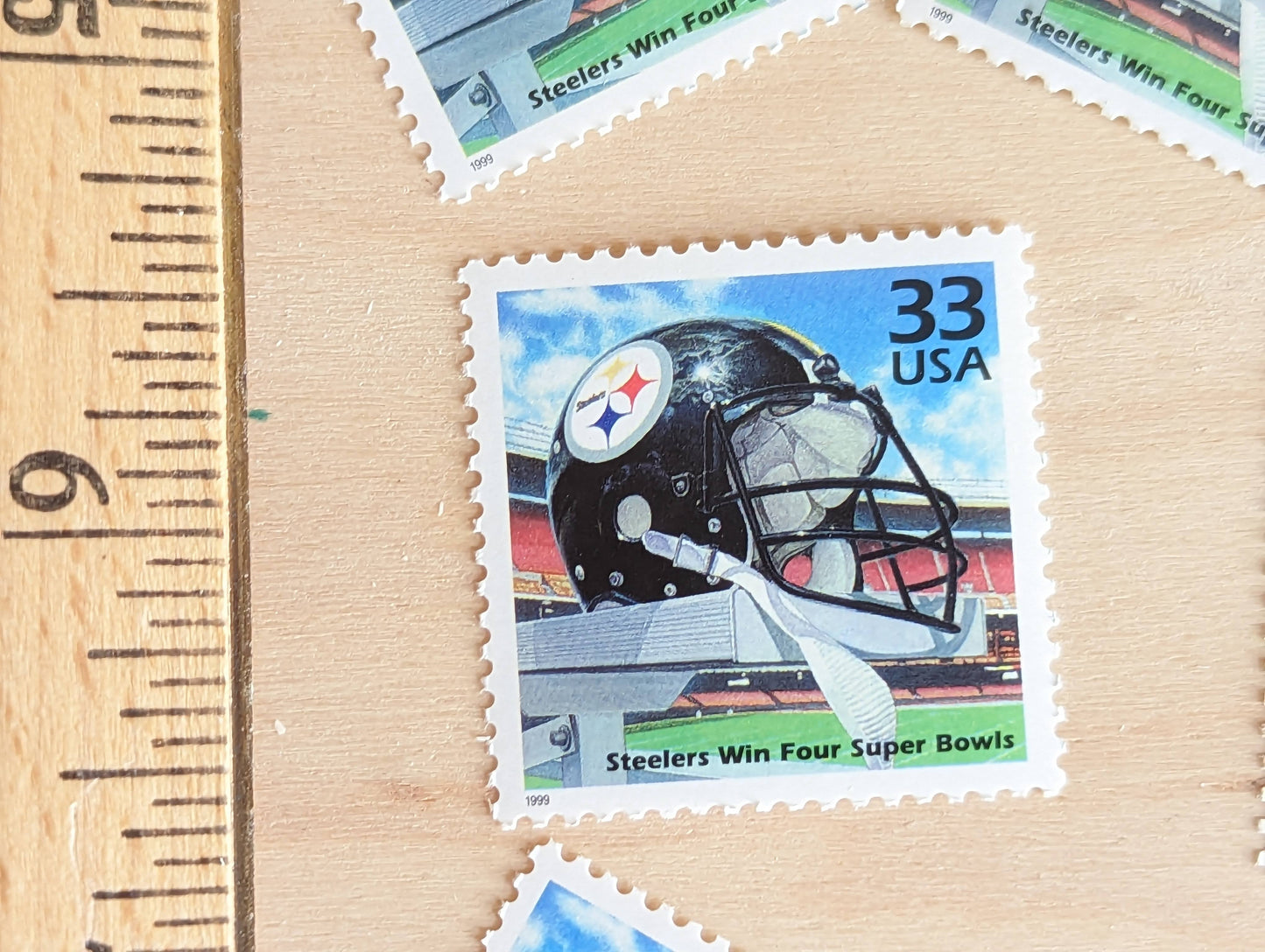 5 Pittsburgh Steelers Stamps, 33 Cent, 1999, 1970s Celebrate The Century, Unused Postage Stamps