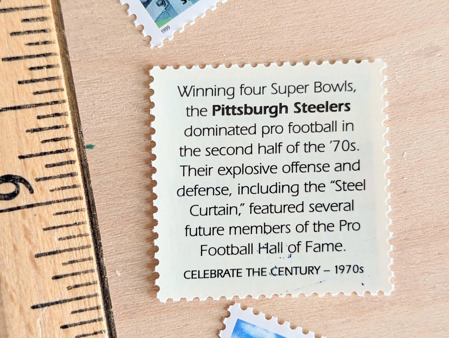 5 Pittsburgh Steelers Stamps, 33 Cent, 1999, 1970s Celebrate The Century, Unused Postage Stamps