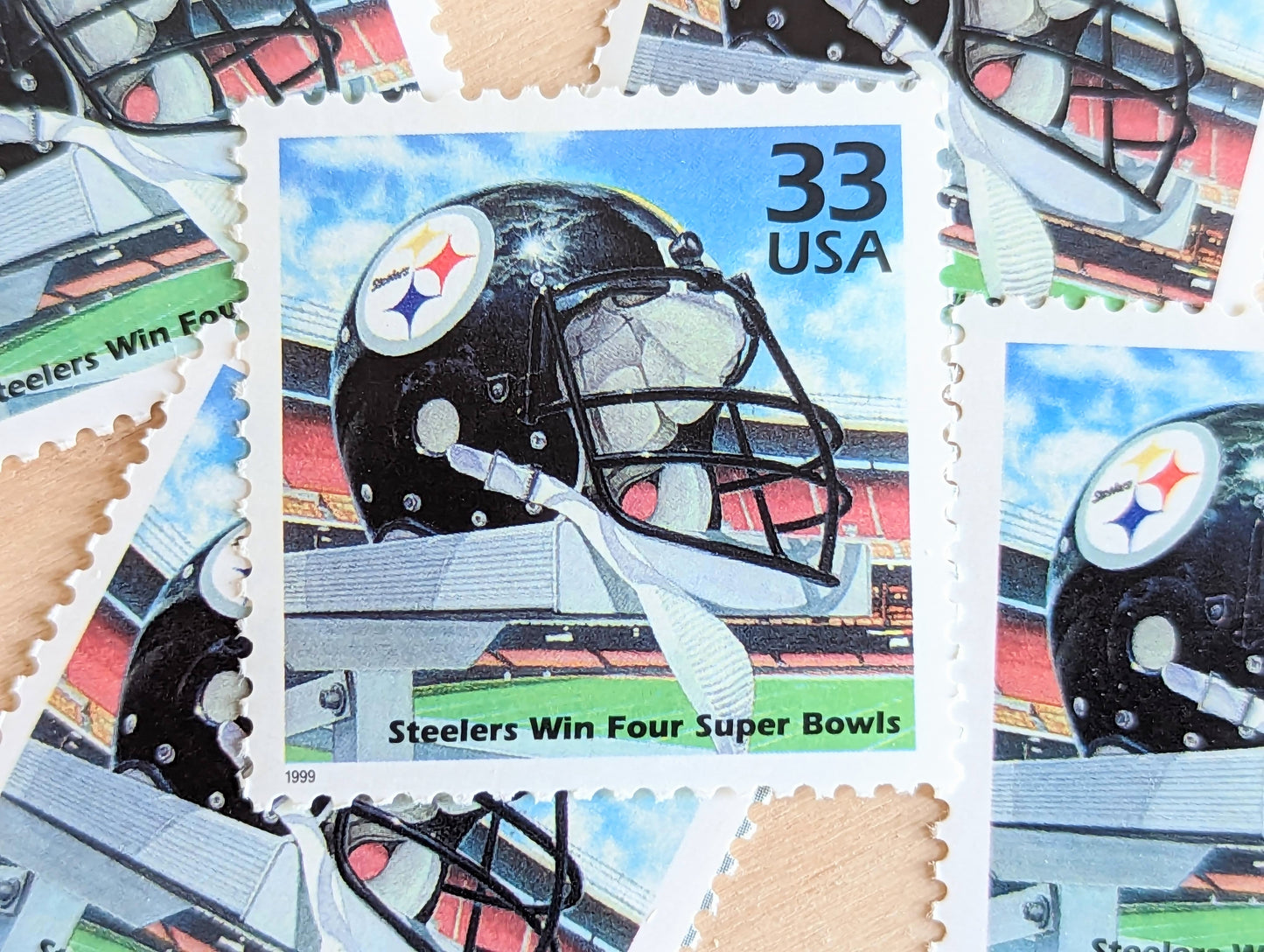 5 Pittsburgh Steelers Stamps, 33 Cent, 1999, 1970s Celebrate The Century, Unused Postage Stamps