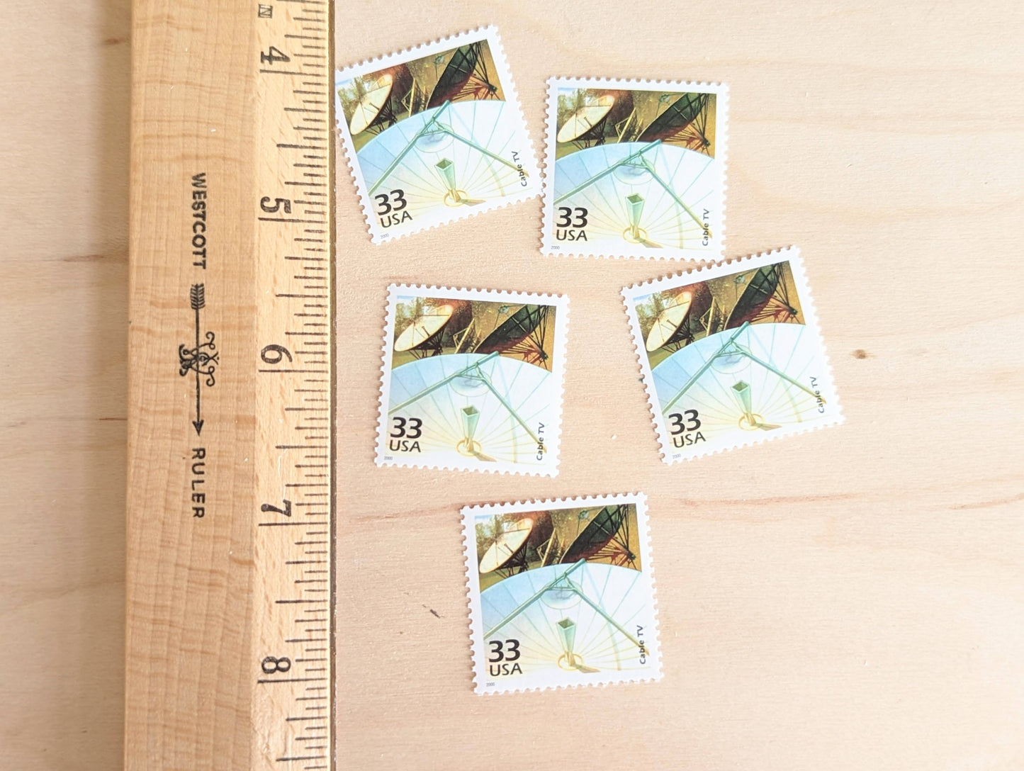 5 Cable TV Stamps, 33 Cent, 1999, 1980s Celebrate The Century, Unused Postage Stamps