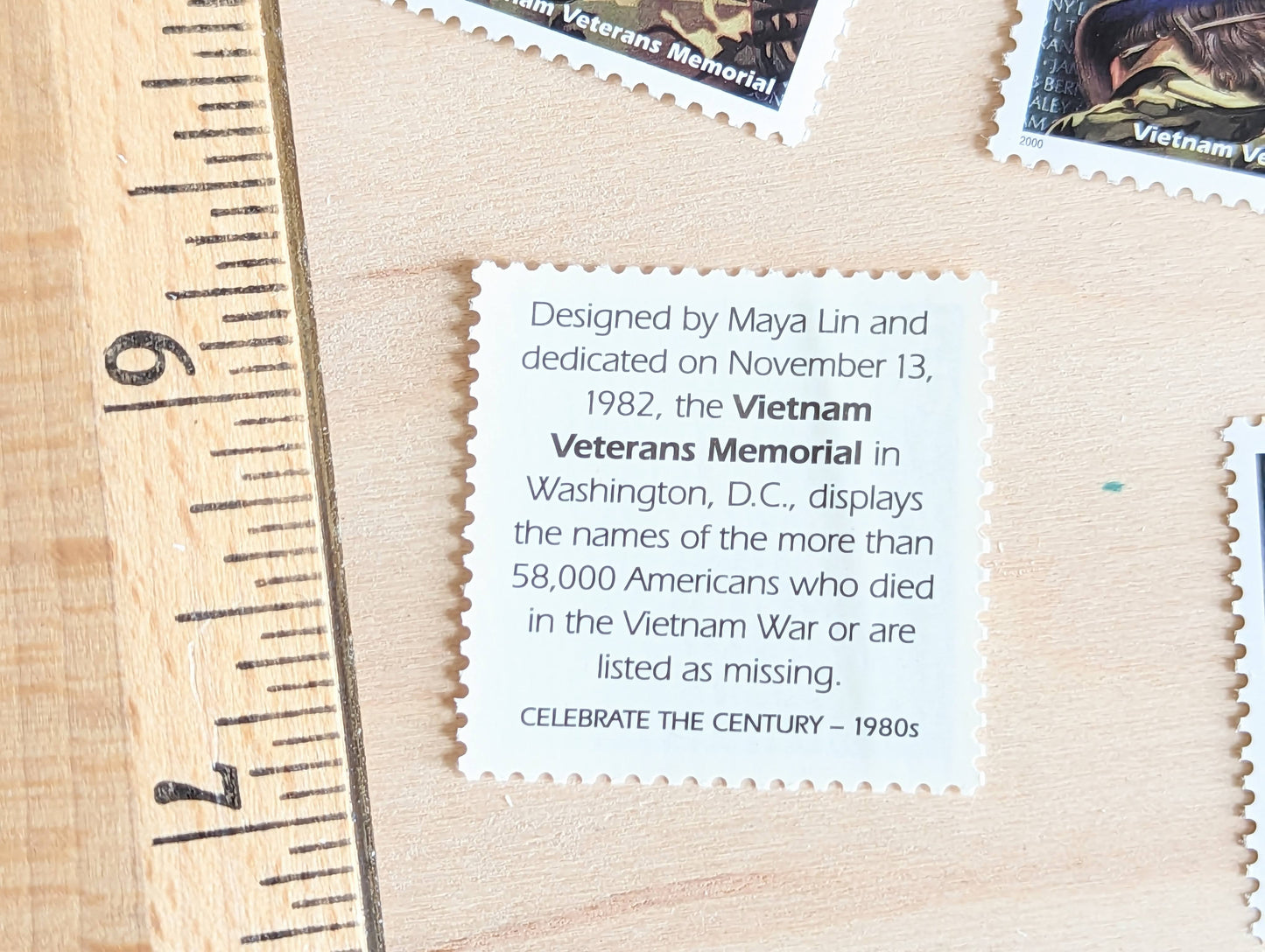 5 Vietnam Veterans Memorial Stamps, 33 Cent, 1999, 1980s Celebrate The Century, Unused Postage Stamps