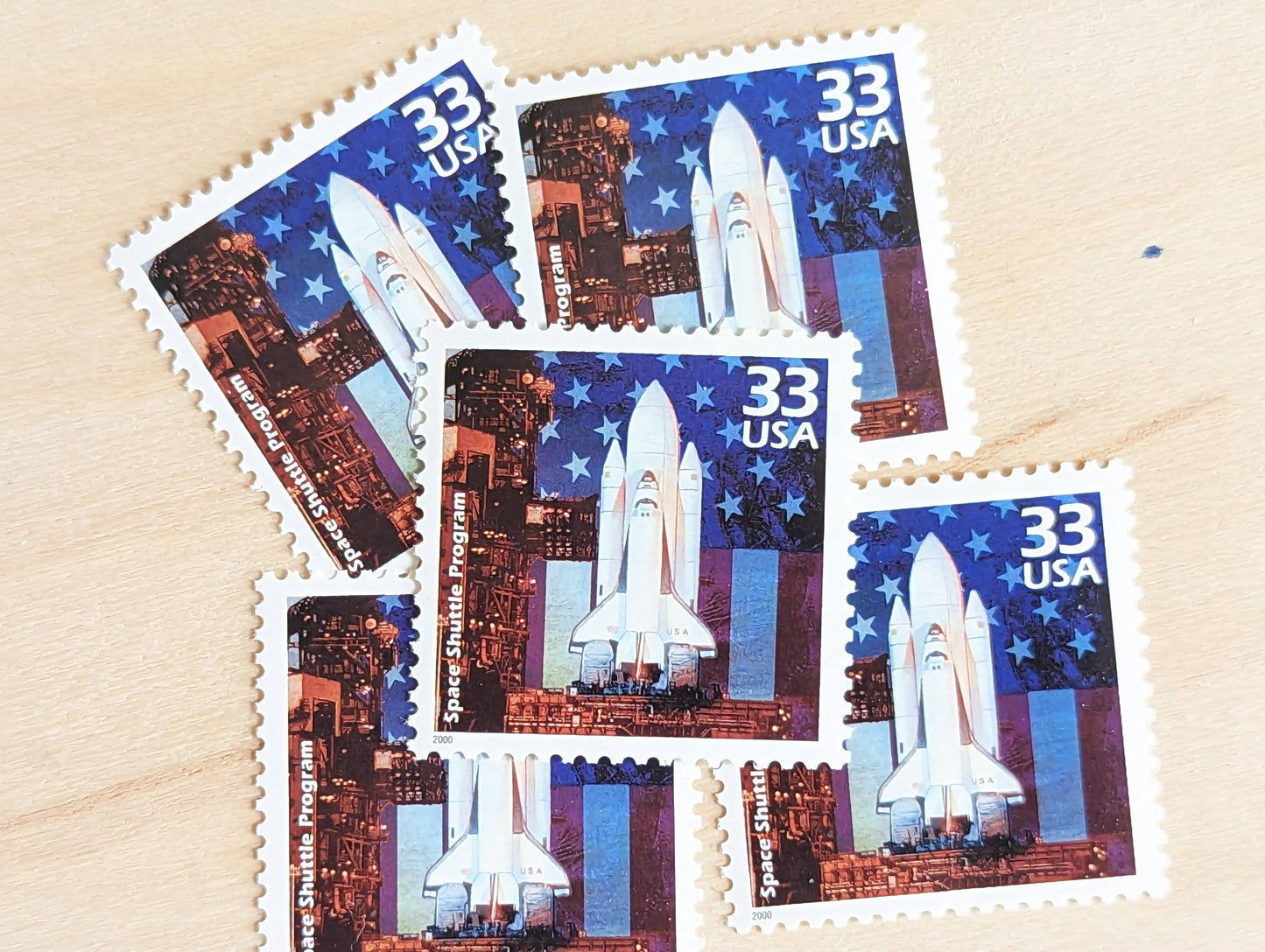 5 Space Shuttles Stamps, 33 Cent, 1998, 1980s Celebrate The Century, Unused Postage Stamps