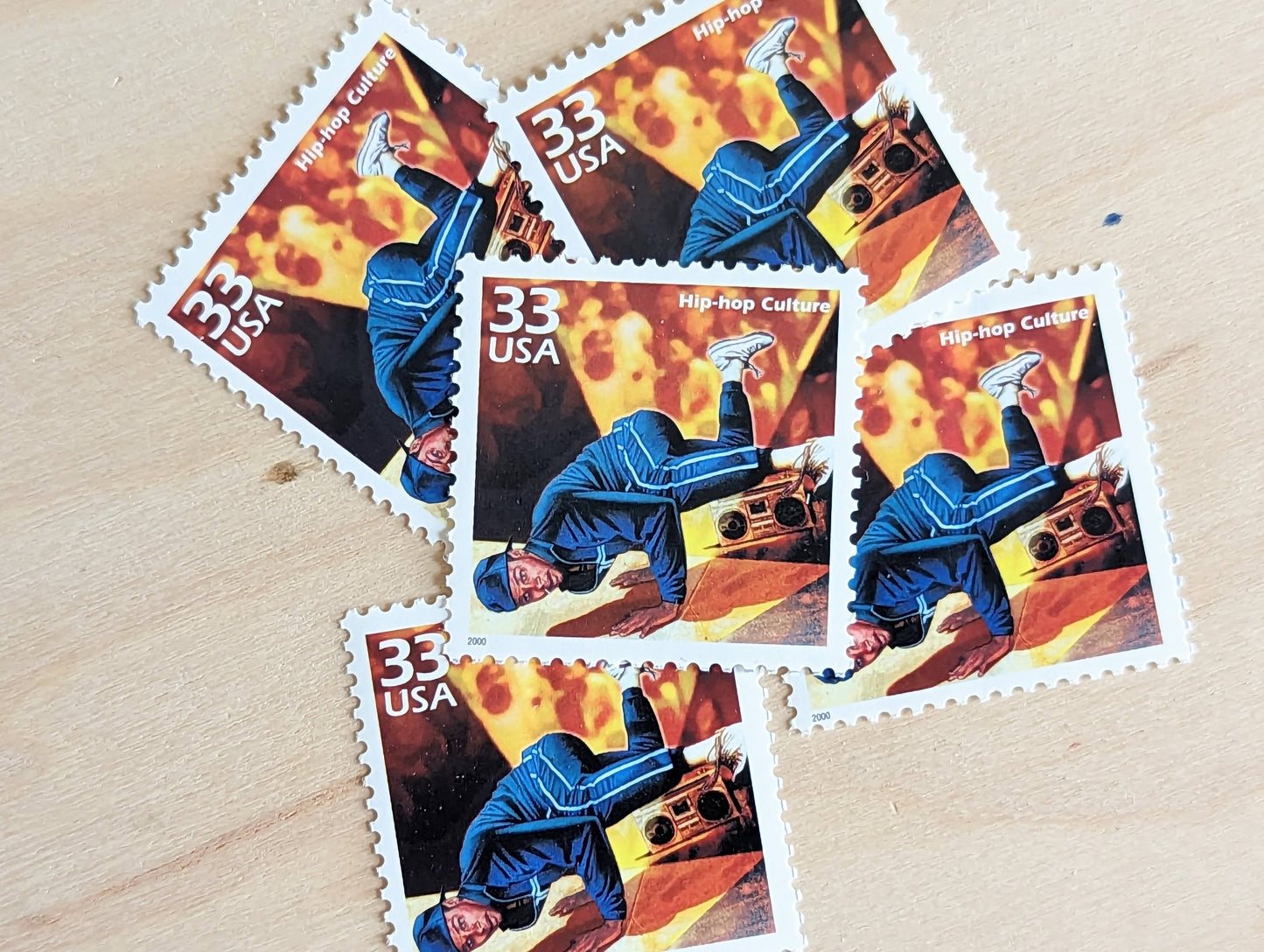 5 Hip-Hop Culture Stamps, 33 Cent, 1998, 1980s Celebrate The Century, Break Dancing, Unused Postage Stamps