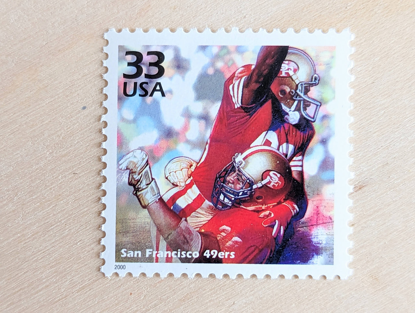 5 San Fransico 49ers Stamps, 33 Cent, 1998, 1980s Celebrate The Century, Unused Postage Stamps