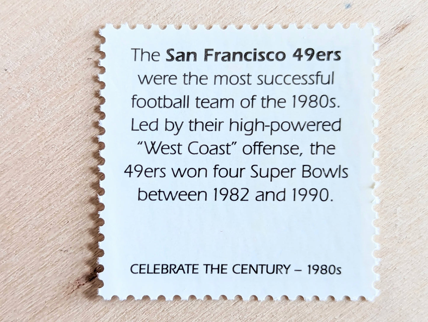 5 San Fransico 49ers Stamps, 33 Cent, 1998, 1980s Celebrate The Century, Unused Postage Stamps