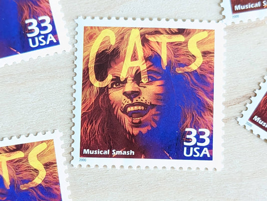 5 "Cats" Stamps, 33 Cent, 1998, 1980s Celebrate The Century, Unused Postage Stamps