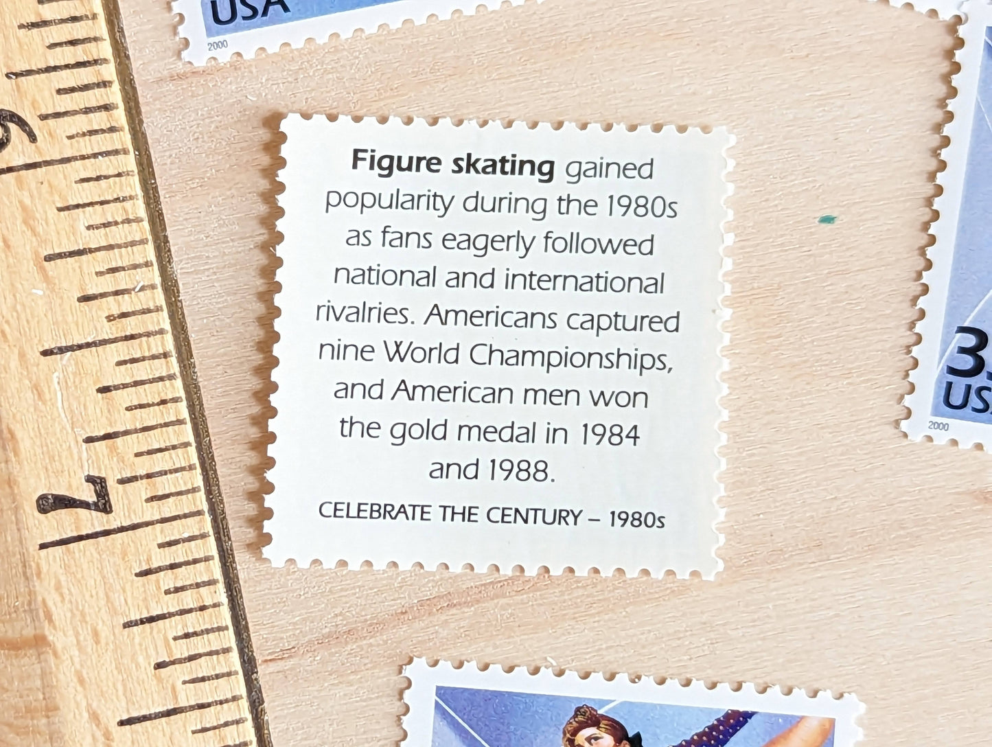 5 Figure Skating Stamps, 33 Cent, 1998, 1980s Celebrate The Century, Unused Postage Stamps