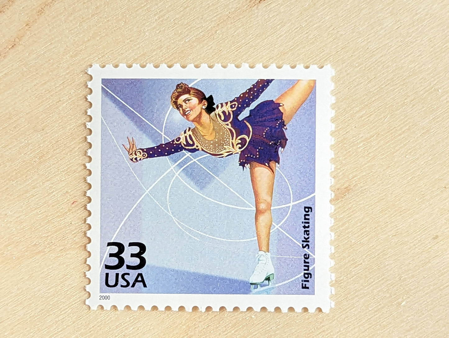 5 Figure Skating Stamps, 33 Cent, 1998, 1980s Celebrate The Century, Unused Postage Stamps