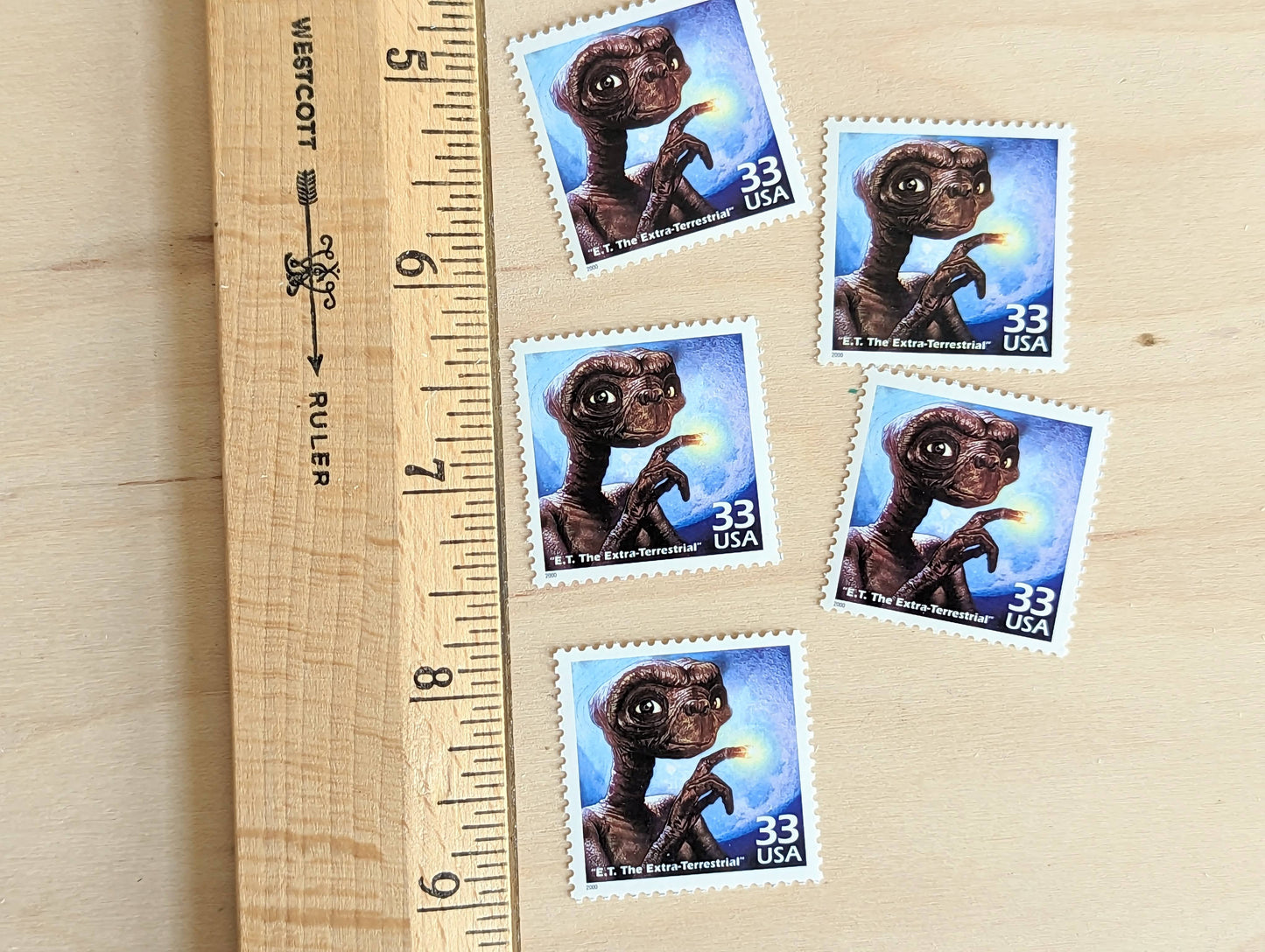 5 "E.T." Stamps, 33 Cent, 1998, 1980s Celebrate The Century, Unused Postage Stamps