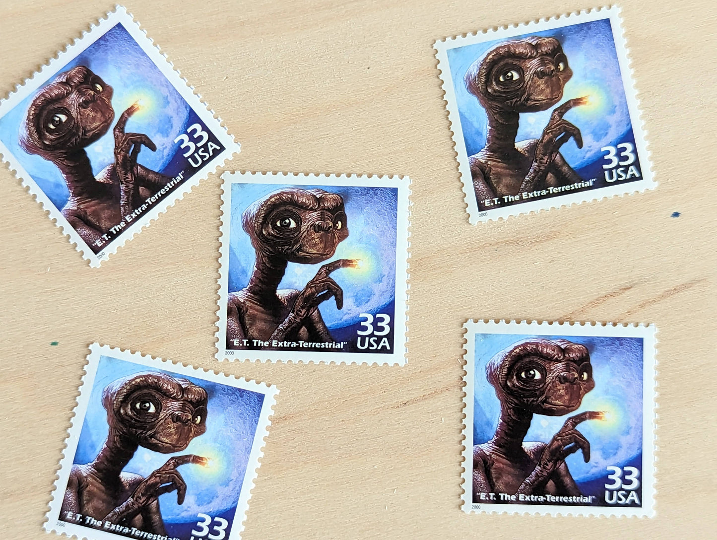 5 "E.T." Stamps, 33 Cent, 1998, 1980s Celebrate The Century, Unused Postage Stamps