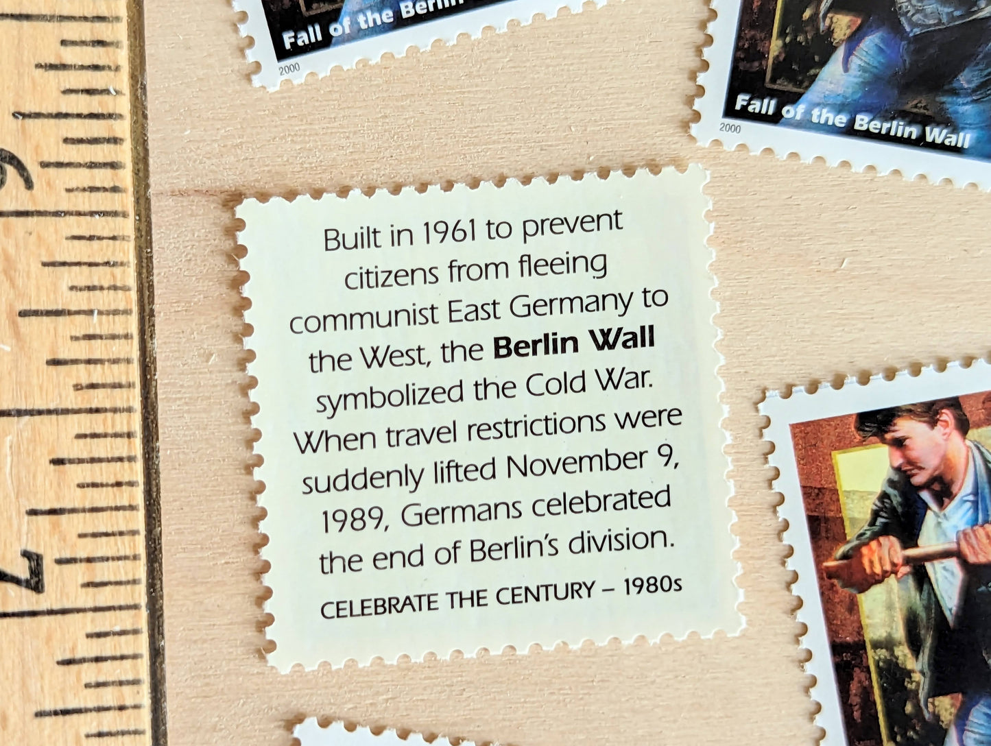 5 Berlin Wall Stamps, 33 Cent, 1998, 1980s Celebrate The Century, Unused Postage Stamps