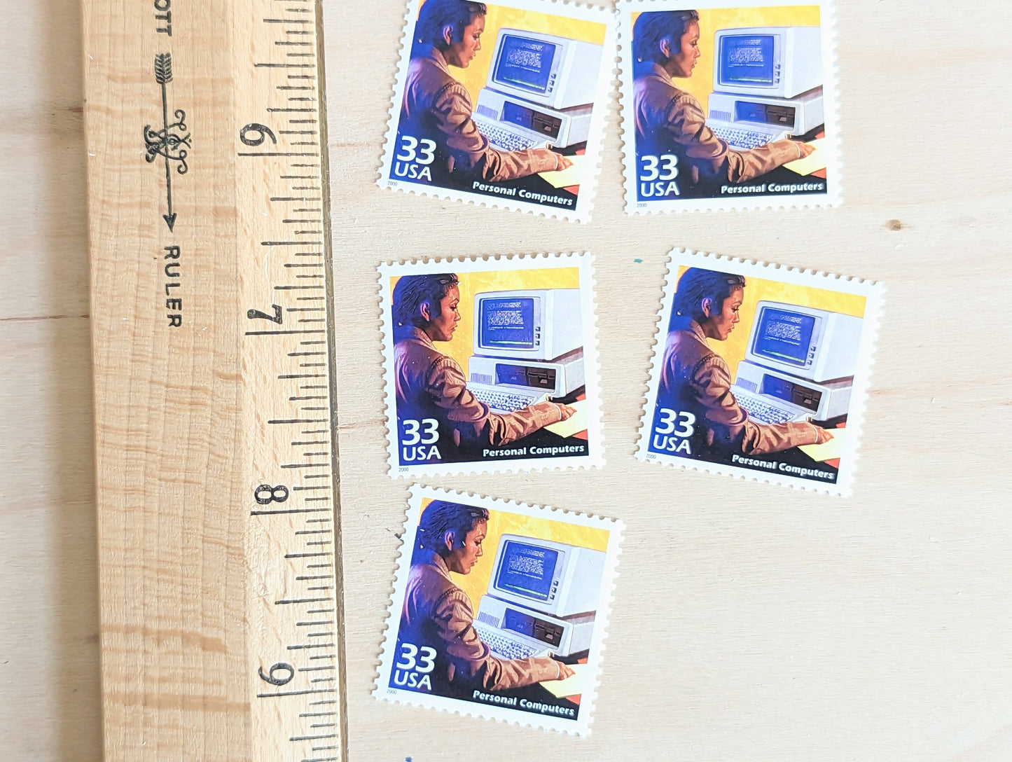 5 Personal Computers Stamps, 33 Cent, 1998, 1980s Celebrate The Century, Unused Postage Stamps