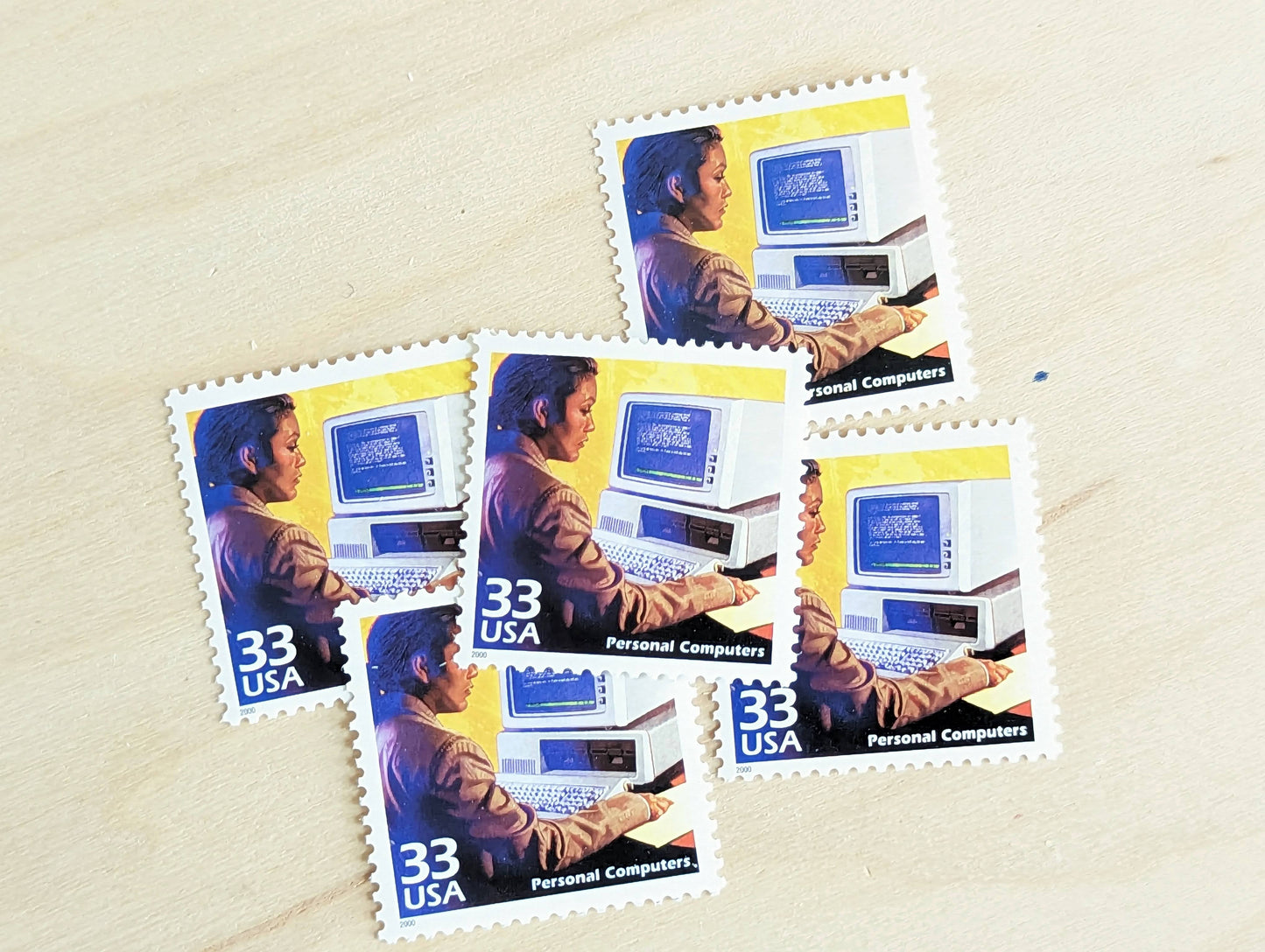 5 Personal Computers Stamps, 33 Cent, 1998, 1980s Celebrate The Century, Unused Postage Stamps