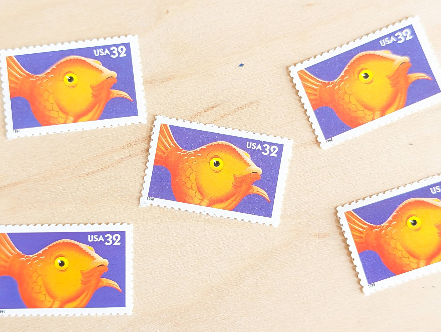 5 Fish Bright Eyes stamps, 32 Cent, 1998, Unused Postage Stamps