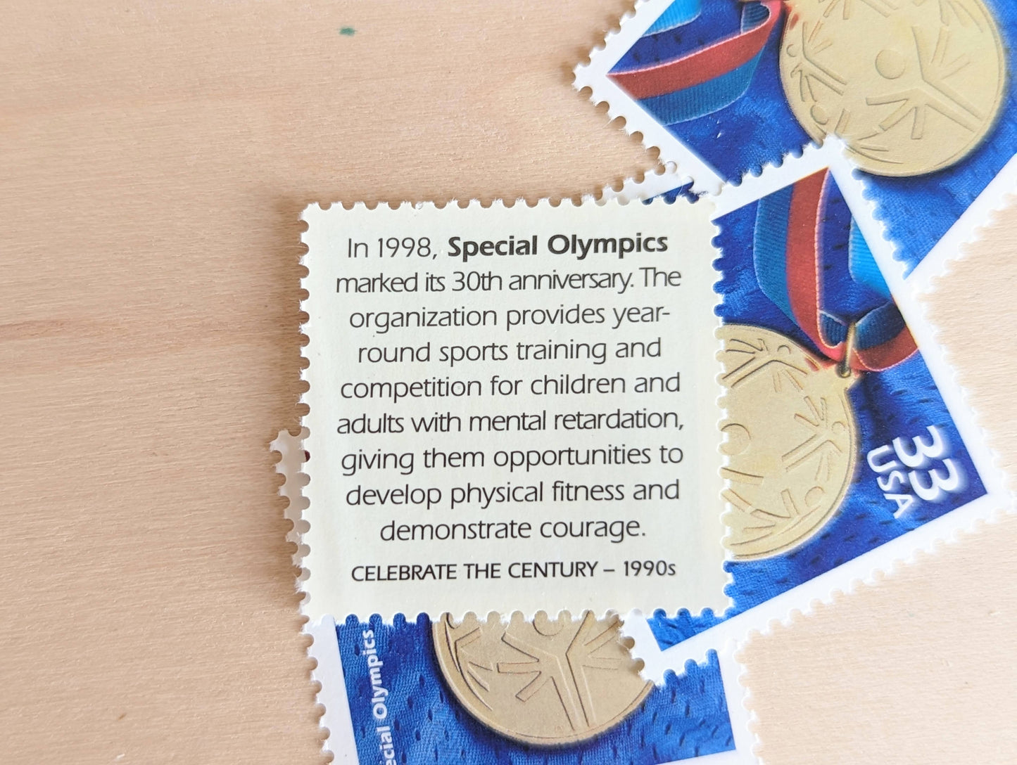 5 Special Olympics stamps, 33 Cent, 1998-2000, 1990s Celebrate The Century, Unused Postage Stamps