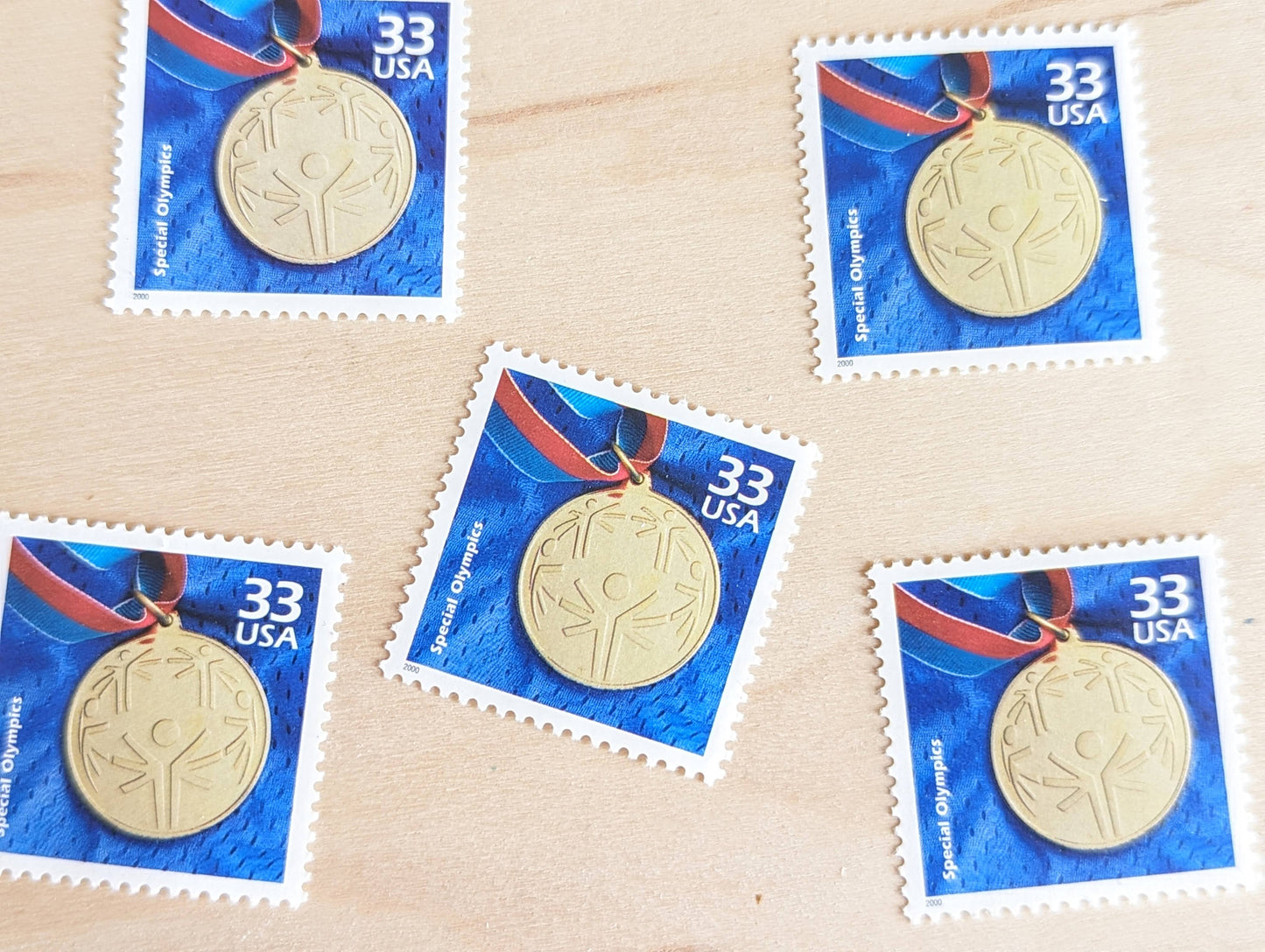 5 Special Olympics stamps, 33 Cent, 1998-2000, 1990s Celebrate The Century, Unused Postage Stamps