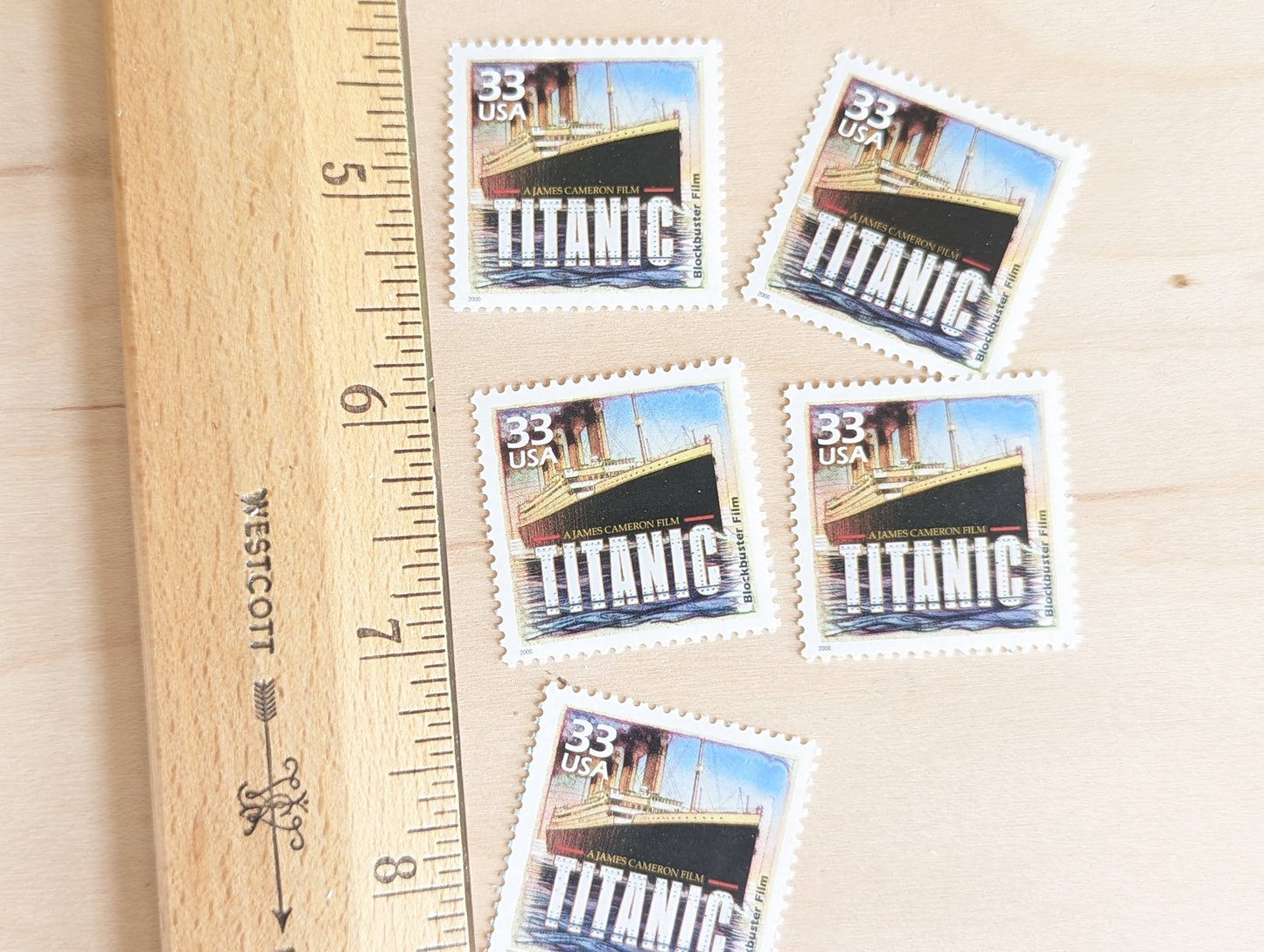 5 "Titanic" stamps, 33 Cent, 1998-2000, 1990s Celebrate The Century, Unused Postage Stamps