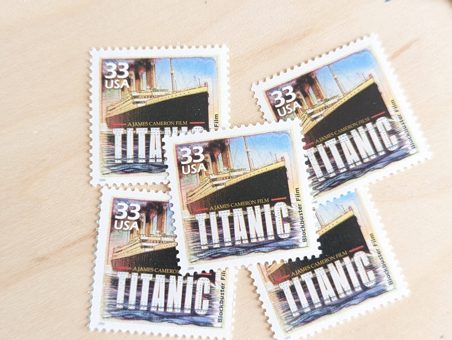 5 "Titanic" stamps, 33 Cent, 1998-2000, 1990s Celebrate The Century, Unused Postage Stamps