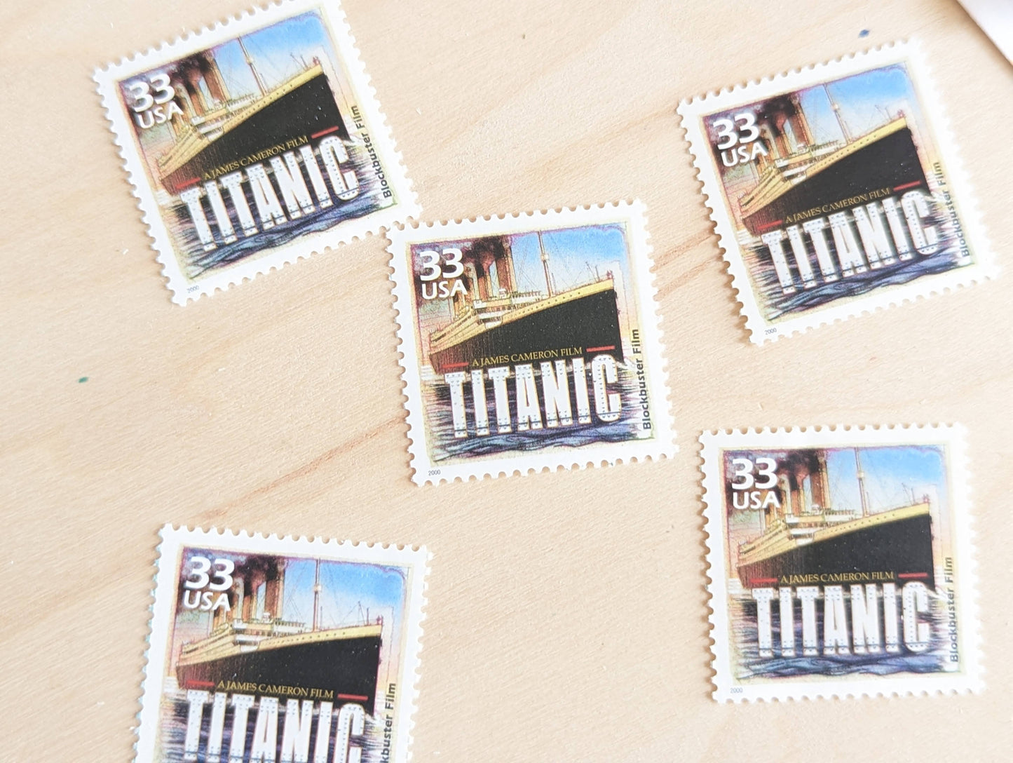 5 "Titanic" stamps, 33 Cent, 1998-2000, 1990s Celebrate The Century, Unused Postage Stamps