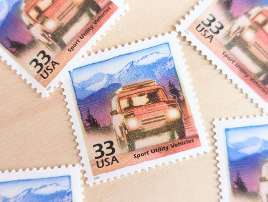 5 Sport Utility Vehicle stamps, 33 Cent, 1998-2000, 1990s Celebrate The Century, Unused Postage Stamps