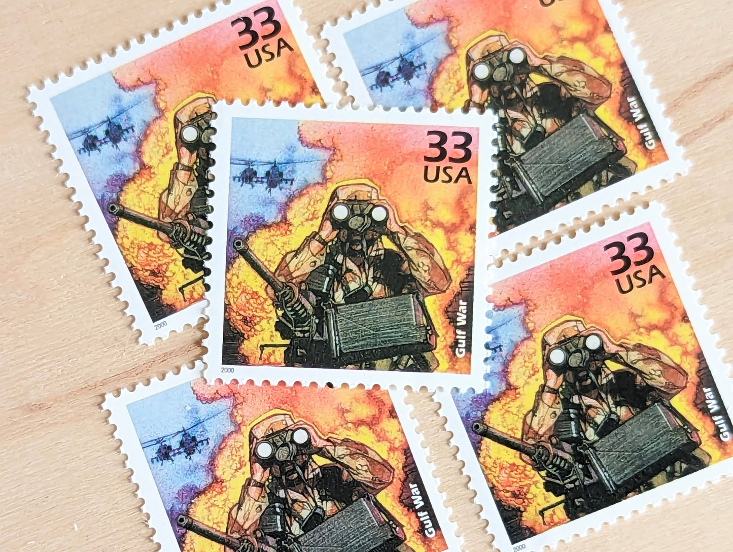 5 Gulf War stamps, 33 Cent, 1998-2000, 1990s Celebrate The Century, Unused Postage Stamps