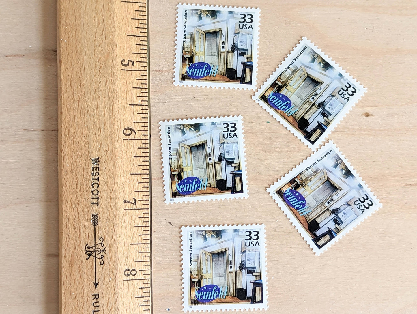 5 "Seinfeld" stamps, 33 Cent, 1998-2000, 1990s Celebrate The Century, Unused Postage Stamps