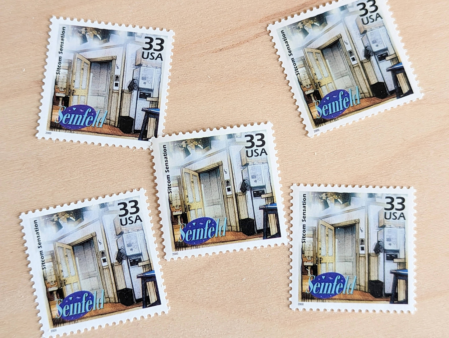 5 "Seinfeld" stamps, 33 Cent, 1998-2000, 1990s Celebrate The Century, Unused Postage Stamps