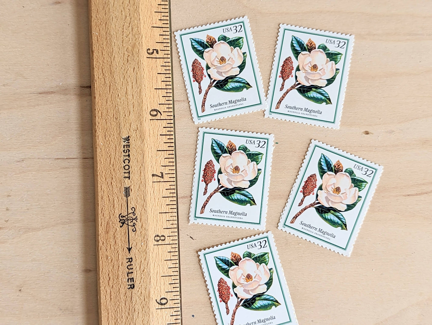 Set of 5 Southern Magnolia stamps, 32 Cent, Flowering Tree Stamps, 1998, Unused Postage Stamps