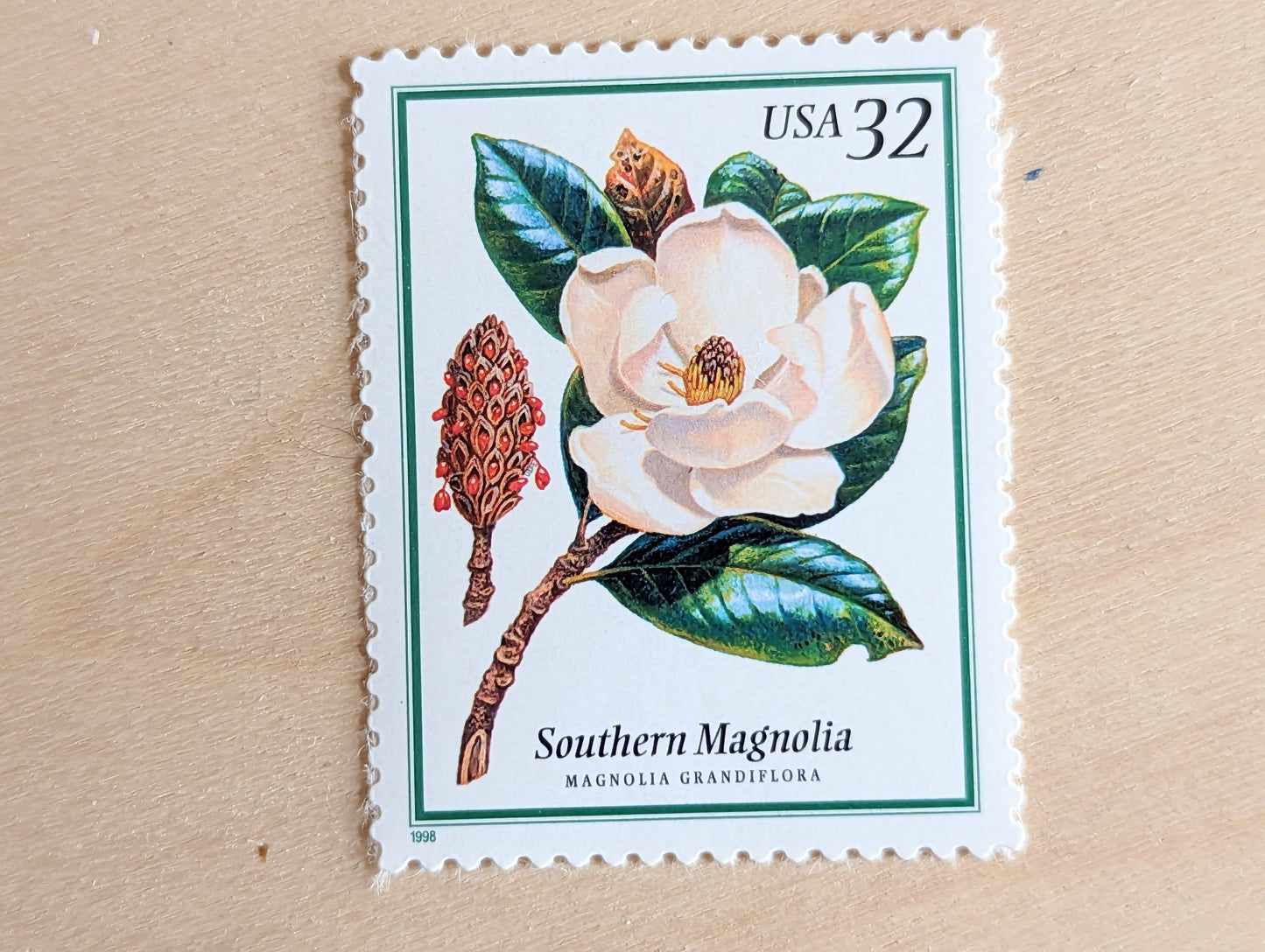 Set of 5 Southern Magnolia stamps, 32 Cent, Flowering Tree Stamps, 1998, Unused Postage Stamps