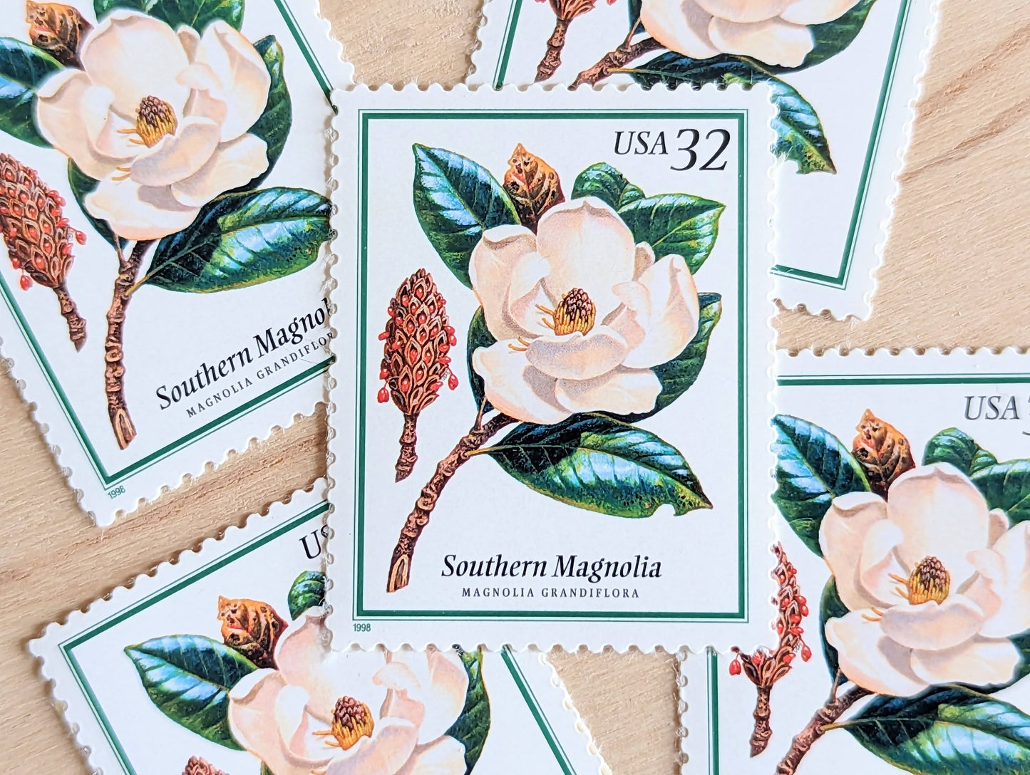 Set of 5 Southern Magnolia stamps, 32 Cent, Flowering Tree Stamps, 1998, Unused Postage Stamps