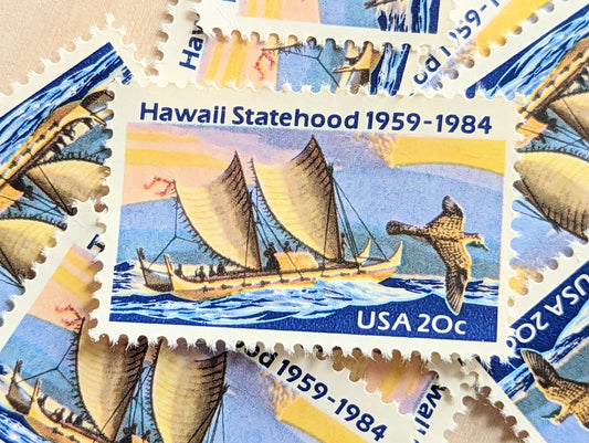 Hawaii, Vintage Unused USPS 20 Cent Postage Stamps, Statehood Stamps (Hawaii), 1984, Gummed