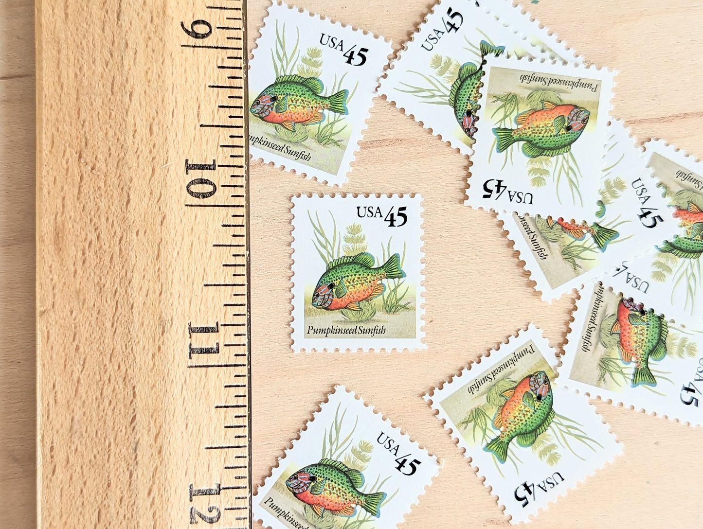 10 Pumpkinseed Sunfish Stamps, 1992 Unused Postage Stamps, 45 Cent Stamps