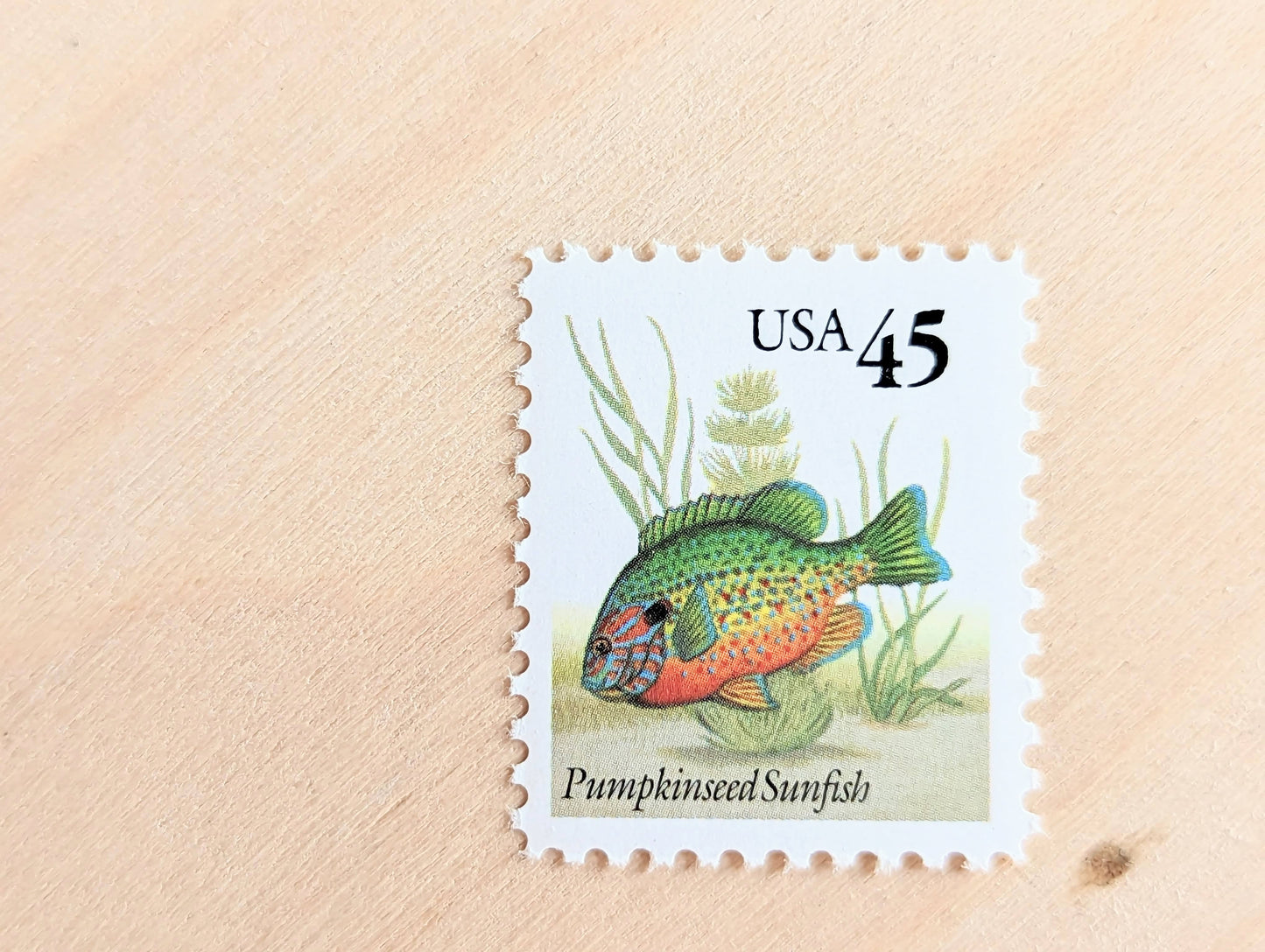 10 Pumpkinseed Sunfish Stamps, 1992 Unused Postage Stamps, 45 Cent Stamps