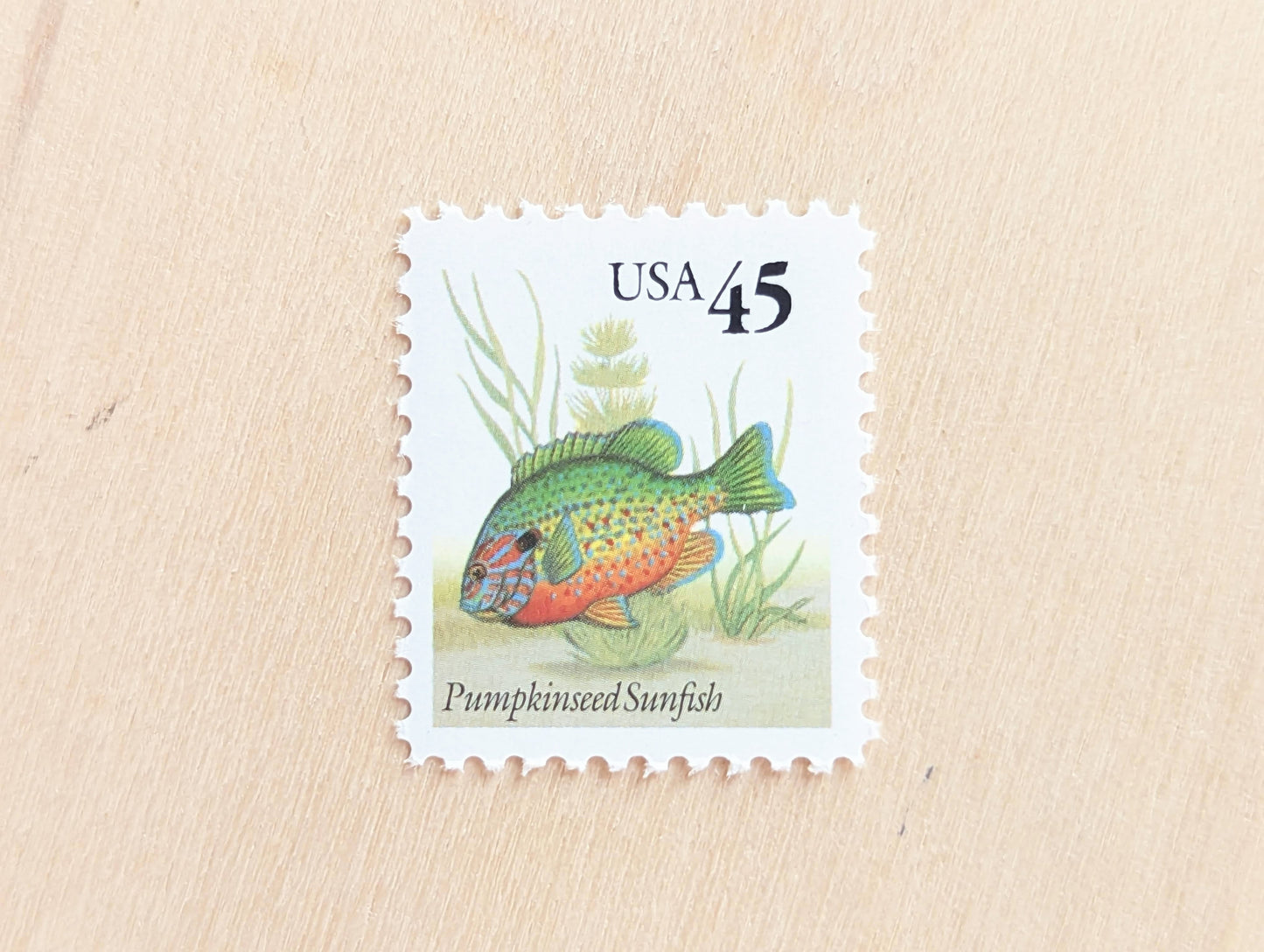 10 Pumpkinseed Sunfish Stamps, 1992 Unused Postage Stamps, 45 Cent Stamps