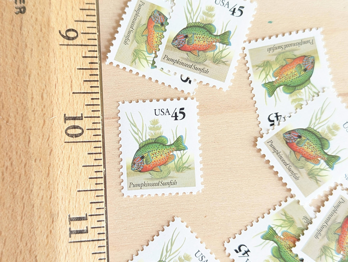 10 Pumpkinseed Sunfish Stamps, 1992 Unused Postage Stamps, 45 Cent Stamps