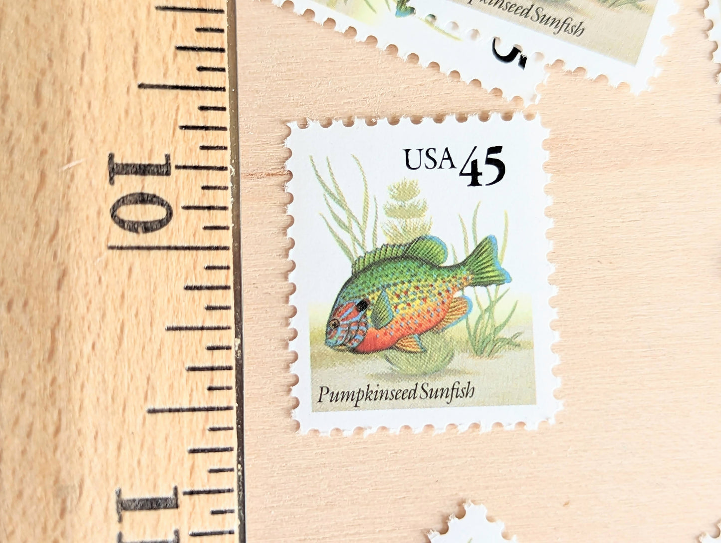 10 Pumpkinseed Sunfish Stamps, 1992 Unused Postage Stamps, 45 Cent Stamps