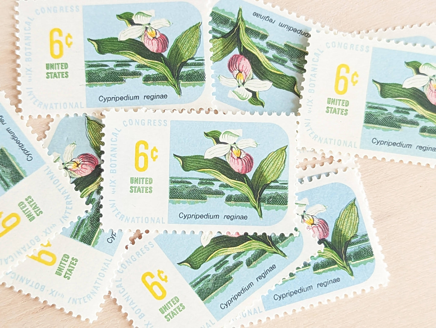 Set of 10 Cypripedium Reginae stamps, International Botanical Congress, 1969 Unused Postage Stamps, 6 Cent Stamps