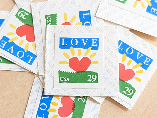 Love Stamps, 29 cent stamps, Heart Sunrise, 1993 Unused USPS Postage Stamps
