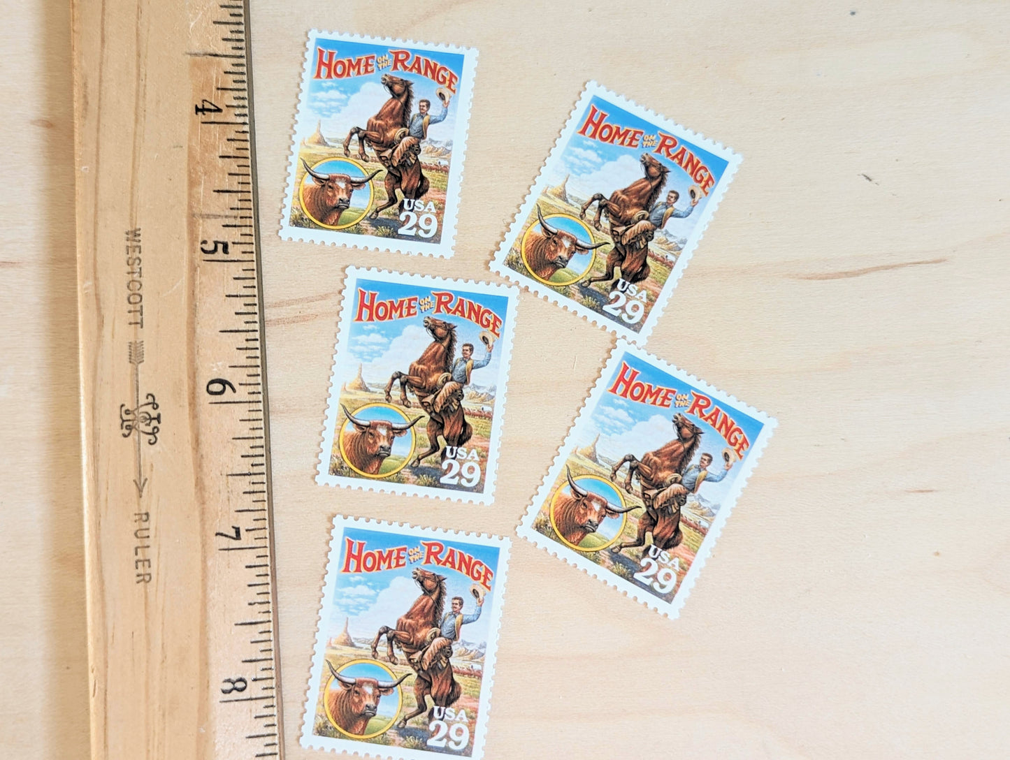 5 Home On The Range stamps, 1994 Unused Postage Stamps, 29 Cent Stamps, Legends of the West